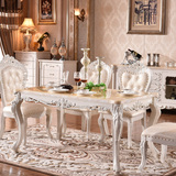 【新品】欧式大理石面餐桌椅组合长方形实木方桌家具4人6人套装