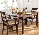 环保美式实木西餐桌实木长餐桌椅组合伸缩餐桌6人8人多人餐桌定制