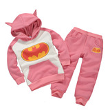 2014童装春秋儿童不倒绒加厚小孩女童蝙蝠侠宝宝长袖婴儿卫衣套装