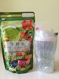 日本代购 生酵素果蔬纤维奶昔代餐粉绿色200g 芒果味
