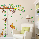 墙贴纸贴画装饰品墙壁纸墙纸自粘儿童房卡通动物可爱幼儿园身高贴