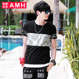 AMH男装韩版2016夏季新款修身圆领纯色休闲青年男短袖T恤LL5247滈