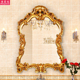 欧式卫生间镜子防水浴室镜仿古梳妆化妆镜厕所卫浴镜壁挂镜台特价