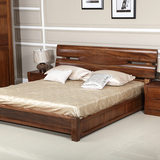 乌金木床全实木床1.8米双人床新款厚重款中式家具婚床胡桃木色