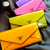 2016新款日韩时尚潮女士钱包横长款简约信封式纯色软皮多卡位卡包
