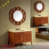 东南亚风格欧式浴室柜组合实木橡木仿古卫浴柜中式美式浴室柜077
