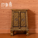 泰域 东南亚复古木质雕花床头柜 精美泰式门厅装饰储物玄关柜子