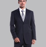 雅戈尔正品男式西服套装 新款商务羊毛套装西装正装藏青条纹XF12