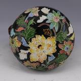 清 雍正黑地粉彩雕刻花卉纹 盖盒 真品瓷器 古董古玩 旧货收藏