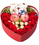 情人节巧克力苹果公仔红玫瑰混搭礼盒送朋友恋人重庆上门送花