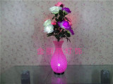 仿真玫瑰花瓶灯 卧室客厅现代台灯 LED创意时尚艺术台灯