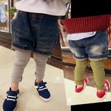 宝宝假两件2016春秋韩国婴幼儿童装长裤潮女男童牛仔裤子1-2-3岁0
