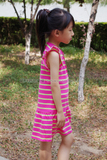 贵族气质范 出口欧美外贸原单女童装夏季polo条纹连衣裙