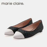 Marie Claire/MC正品尖头平底单鞋低跟皮鞋女春款百搭浅口ol女鞋