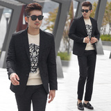 韩国代购男装秋季新款迷彩西装商务休闲韩版修身职业男士西服套装
