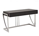 电脑桌 黑色钢琴烤漆办公桌 时尚不锈钢电脑桌 简约书桌