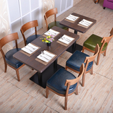 复古实木桌椅做旧咖啡厅桌椅高档西餐厅桌椅组合洽谈桌椅酒店餐椅