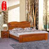 现代中式简约榆木床实木储物高箱床婚床原木1.5米双人床卧室家具