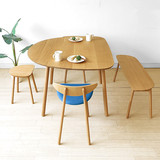 原创实木北欧现代风格白橡木餐桌 日式餐桌定制 小户型圆形餐桌