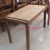漫咖啡家具桌椅桌子4人桌 老榆木老门板实木定制四人桌方桌餐桌椅