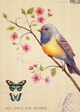 欧美式动物鸟类田园花鸟装饰画画芯画布微喷画心