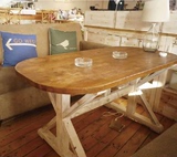 美式北欧复古实木餐桌椅组合长方形办公桌书桌会议桌电脑桌老板桌