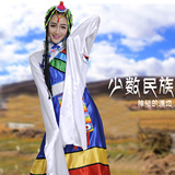 藏族舞蹈演出服装少数民族水袖长袖表演服女西藏长裙民族舞台服饰