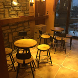 特价阳台三件套组合休闲户外复古咖啡厅酒吧桌椅美式铁艺实木茶几