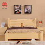 简易双人床1.51.8米松木床储物全实木床现代简约雕花婚床欧式家具