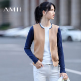 预售）Amii[极简主义]2016秋冬季假两件套头毛衣女纯棉针织外套