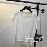 韩国2day夏装新款正品圆领连肩短袖弹力宽松休闲纯色棉T恤女上衣