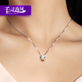 S925纯银时尚一颗粒天然淡水珍珠项链短款锁骨链女
