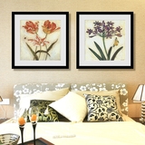 美式装饰画客厅沙发背景墙三联画现代卧室挂画创意花卉有框卡纸画