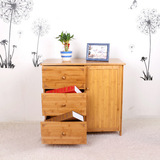 楠竹实木家具简约现代床头柜抽屉式矮柜单门卧室创意收纳储物柜子