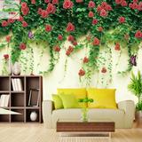 卧室温馨客厅电视背景墙纸浪漫3D立体壁纸大型壁画个性定制蔷薇花