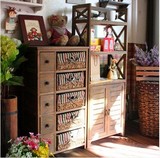 美式复古床头柜地中海复古做旧柜子实木斗柜床边柜简约收纳储物柜