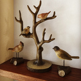 美式乡村树杈小鸟摆件首饰架家居装饰品创意工艺品礼品个性