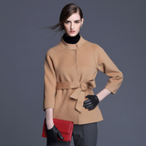 2015秋冬新款女装正品羊毛呢子外套修身 短款高端双面羊绒大衣女