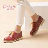 Daphne/达芙妮春秋季新款女鞋英伦风厚底系带学生皮鞋平底女单鞋