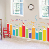 个性七彩画笔儿童房间幼儿园教室墙壁装饰墙贴纸卡通彩虹铅笔贴画