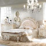 新款卧室床象牙白床高端实木雕花1.5床粉色布艺床 实木公主床特价