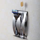 创意不锈钢牙刷架 免打孔粘贴壁挂金属牙刷座牙具架盒 非吸盘式