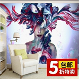 欧式3d抽象人物美女大型壁画 卧室客厅个性壁纸 手绘油画无缝墙纸