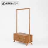 KAKAWOOD榆木实木家具 组合衣帽架换鞋凳 多功能挂衣架设计师新品