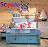 美式乡村1.5 1.8米实木双人床 欧式床 抽屉床箱体储物床 地中海床