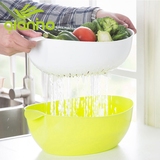 千鸿创意加厚沥水篮塑料双层大号厨房洗菜篮子沥水盆水果盘滴水筐