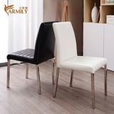 餐椅简约现代宜家黑白色整装组合不锈钢优质PU皮餐厅椅凳子FC036