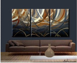 客厅三联无框油画遮挡画竖款抽象画现代简约装饰画电表箱挂画壁画