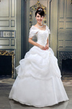 胖mm加大码显瘦韩版公主包肩新娘结婚一字肩婚纱礼服齐地绑带款