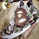 定制款 手绘“迷彩猿头”Jordan AJ4哥伦比亚GS情侣鞋篮球鞋